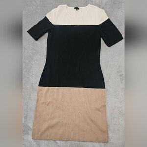 Talbots Black and Tan Color Block Mini Dress